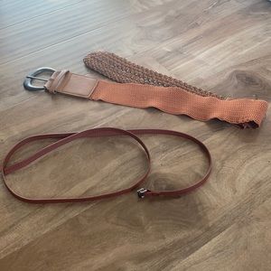Brown Leather Belt Set